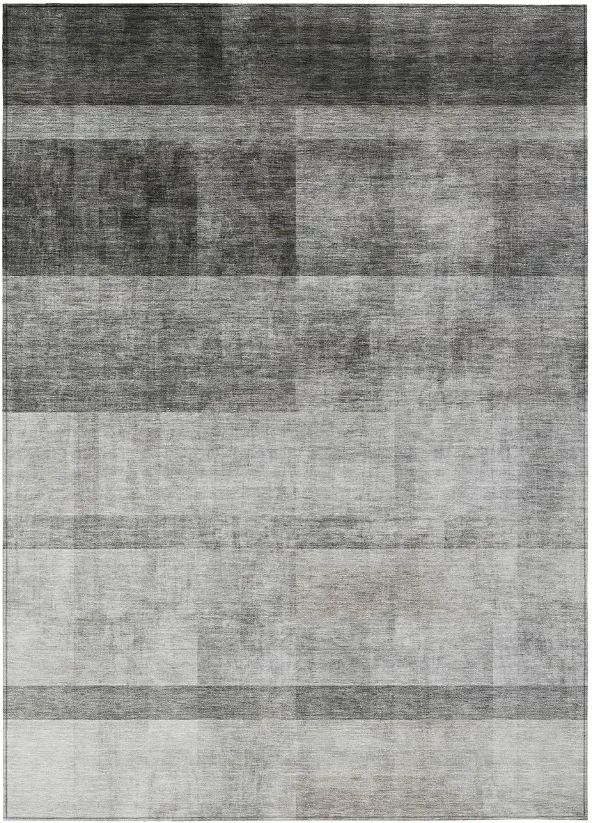 Gray Ombre Washable Non Skid Indoor Outdoor Area Rug Photo 2