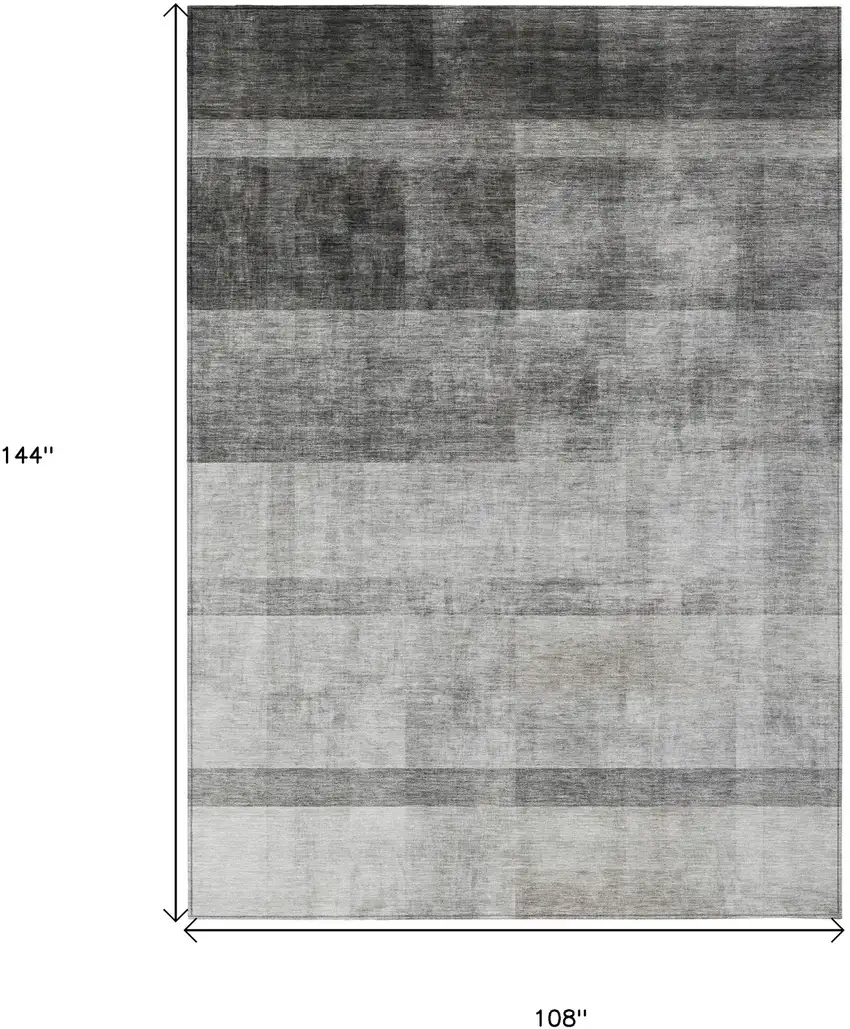 Gray Ombre Washable Non Skid Indoor Outdoor Area Rug Photo 3