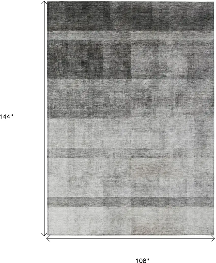 Gray Ombre Washable Non Skid Indoor Outdoor Area Rug Photo 3
