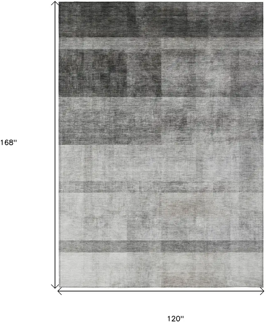 Gray Ombre Washable Non Skid Indoor Outdoor Area Rug Photo 3