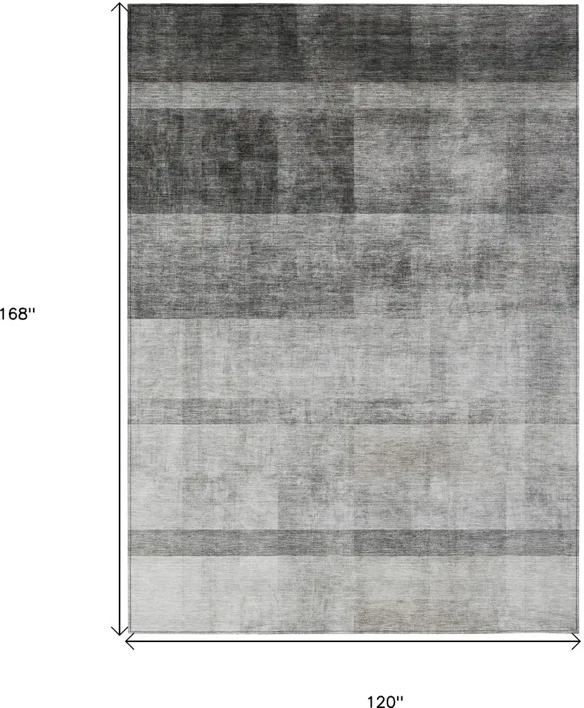 Gray Ombre Washable Non Skid Indoor Outdoor Area Rug Photo 3