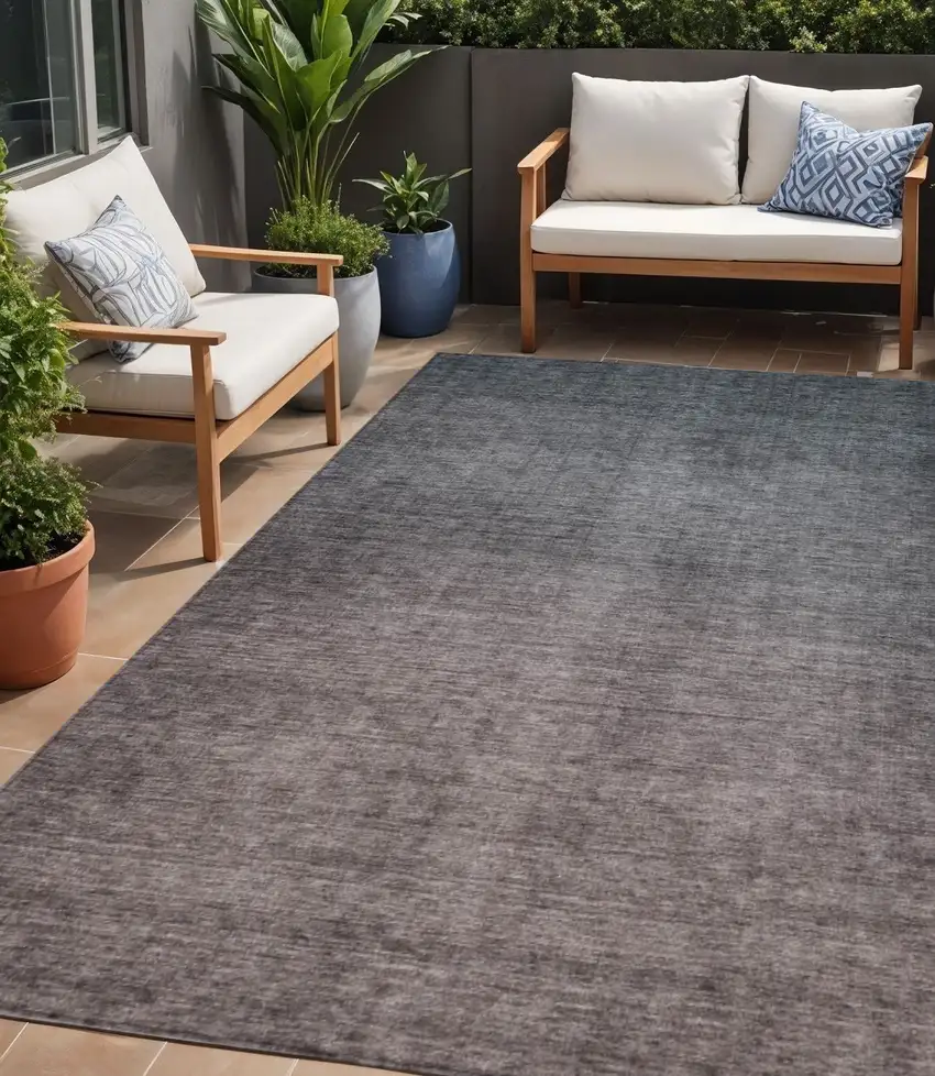 Gray Ombre Washable Non Skid Indoor Outdoor Area Rug Photo 1