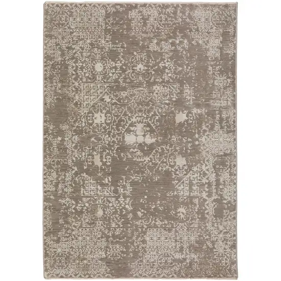 Gray Oriental Area Rug With Fringe Photo 2