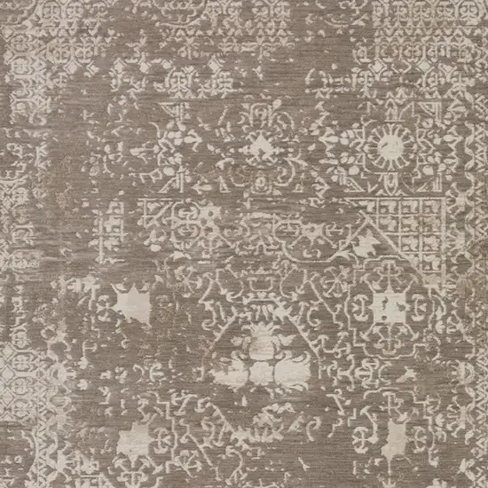 Gray Oriental Area Rug With Fringe Photo 5