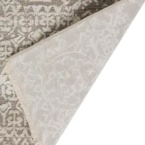 Photo of Gray Oriental Area Rug With Fringe