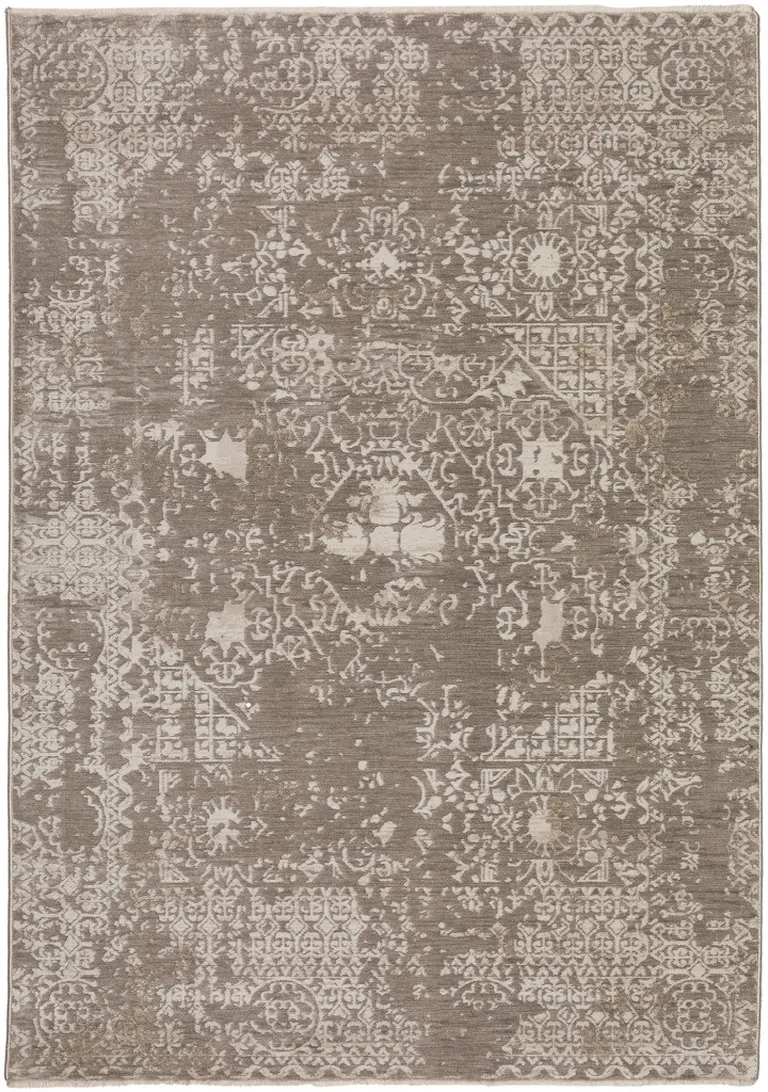 Gray Oriental Area Rug With Fringe Photo 5