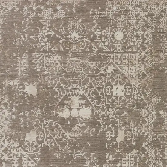 Gray Oriental Area Rug With Fringe Photo 5