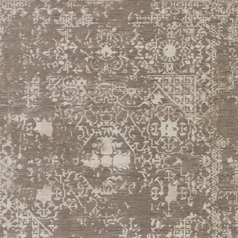 Gray Oriental Area Rug With Fringe Photo 3