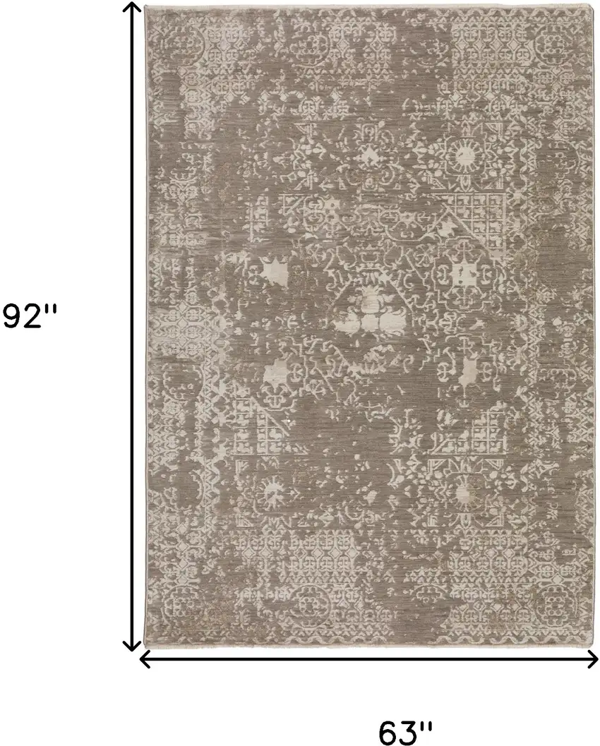 Gray Oriental Area Rug With Fringe Photo 6