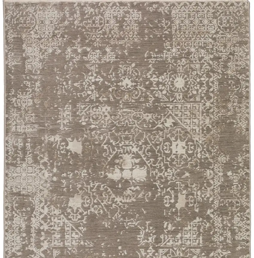 Gray Oriental Area Rug With Fringe Photo 5