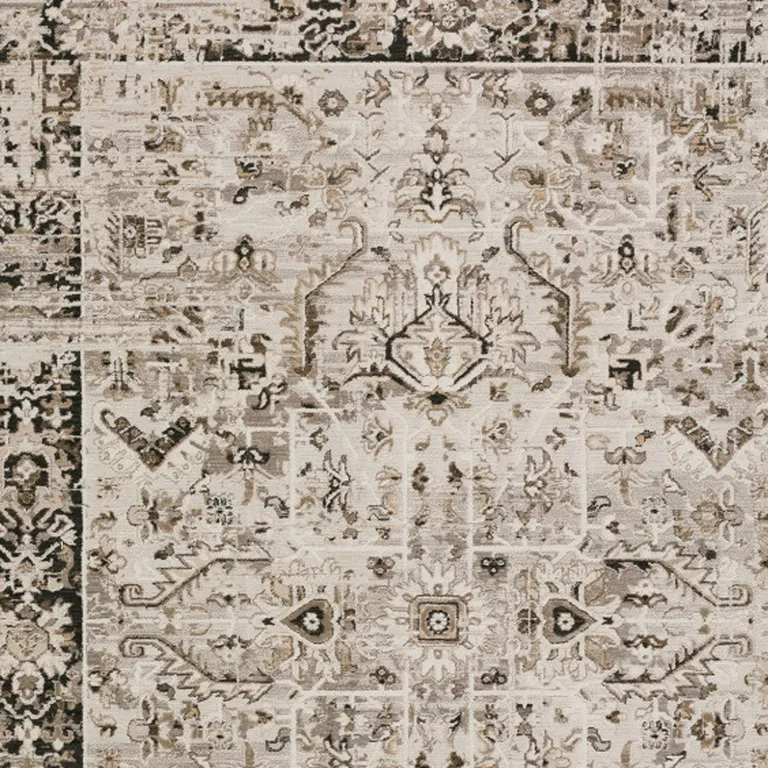 Gray Oriental Area Rug With Fringe Photo 3