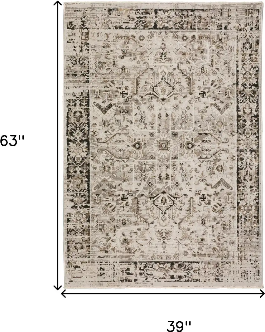 Gray Oriental Area Rug With Fringe Photo 6