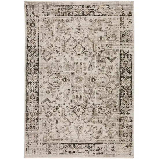Gray Oriental Area Rug With Fringe Photo 3