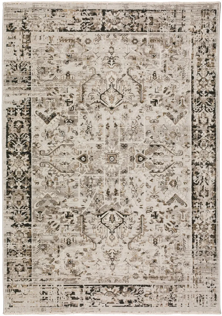 Gray Oriental Area Rug With Fringe Photo 5