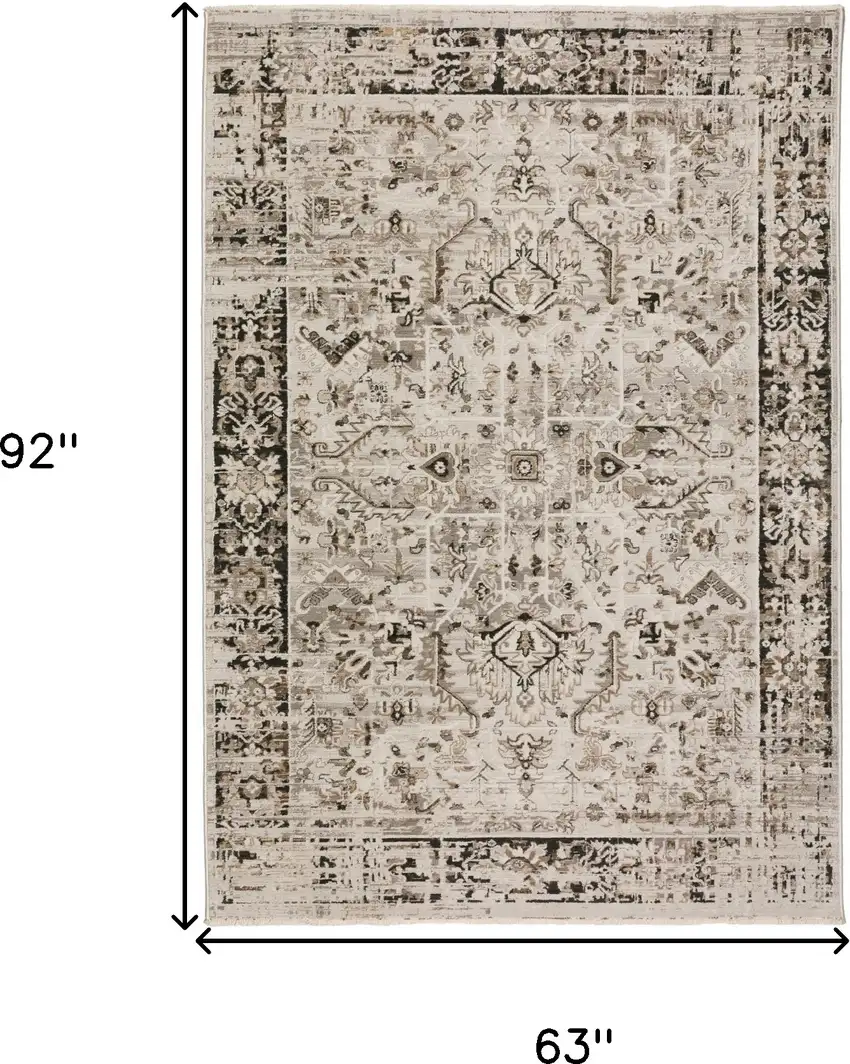 Gray Oriental Area Rug With Fringe Photo 6