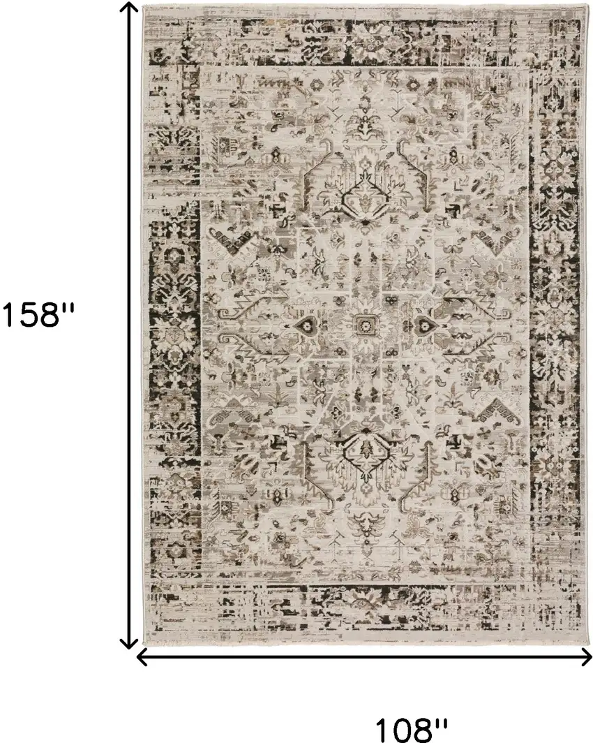 Gray Oriental Area Rug With Fringe Photo 6