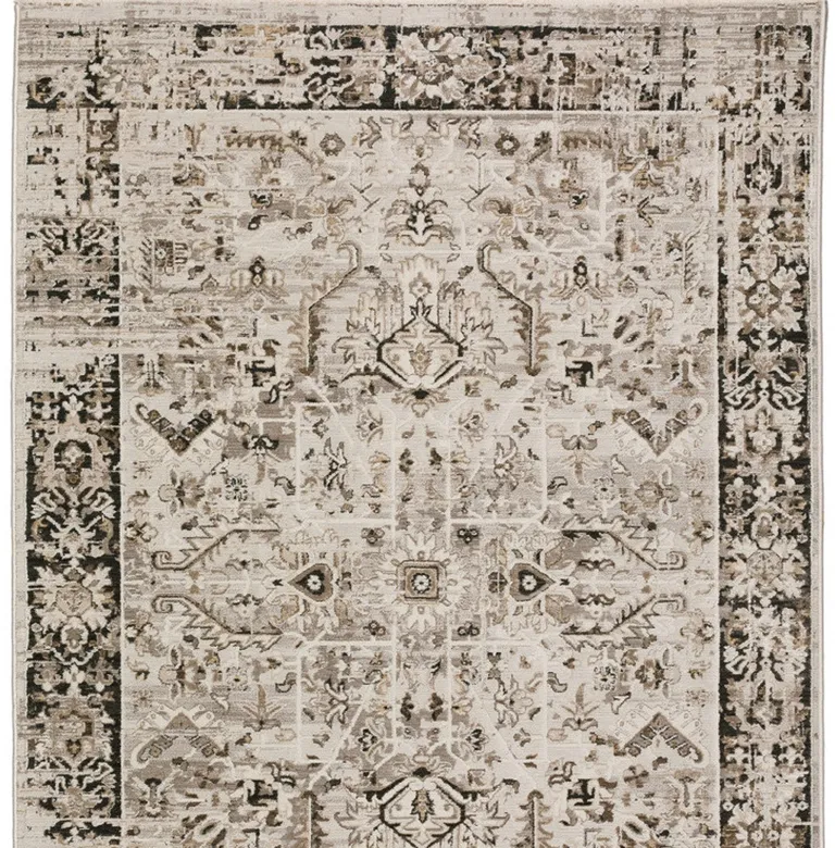 Gray Oriental Area Rug With Fringe Photo 2