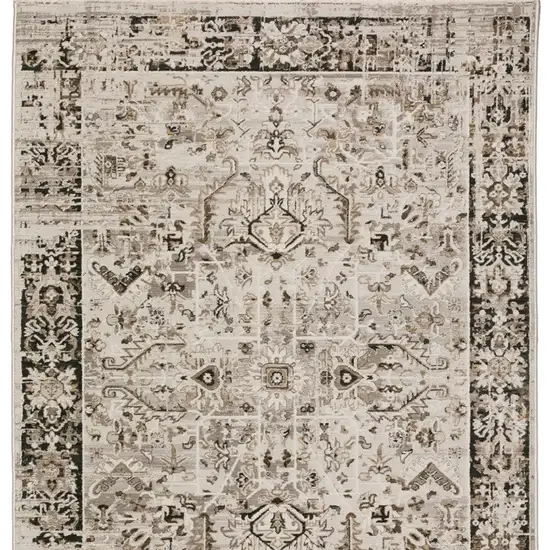 Gray Oriental Area Rug With Fringe Photo 3