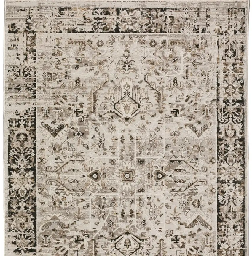 Gray Oriental Area Rug With Fringe Photo 3