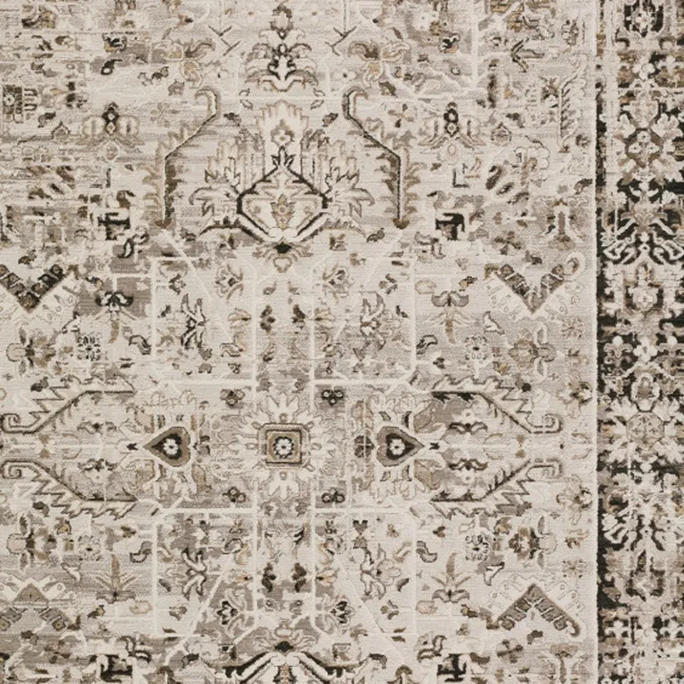 Gray Oriental Area Rug With Fringe Photo 3
