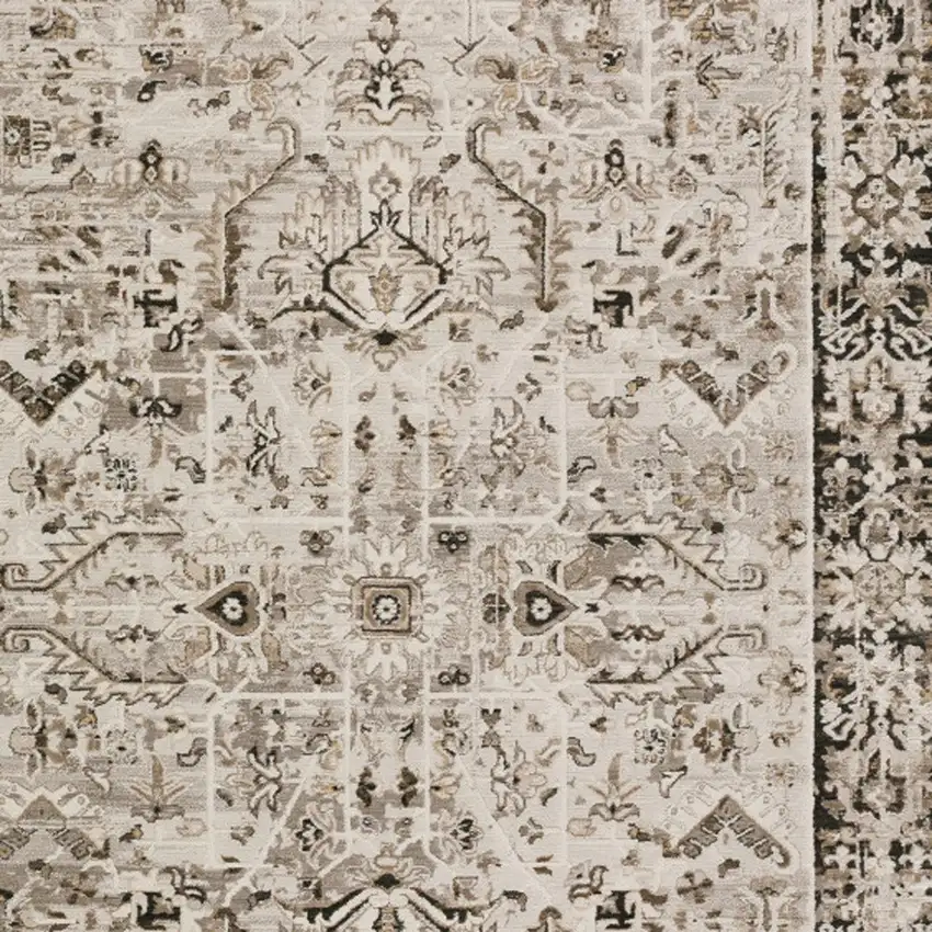 Gray Oriental Area Rug With Fringe Photo 5
