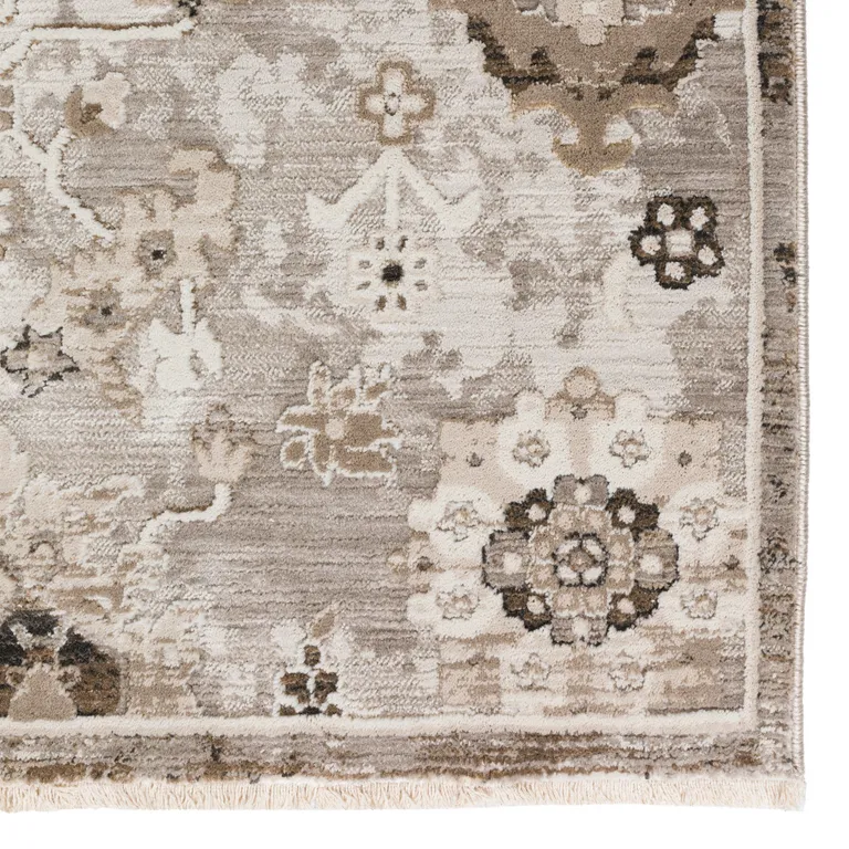 Gray Oriental Area Rug With Fringe Photo 2