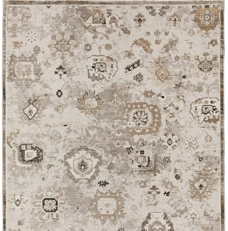Gray Oriental Area Rug With Fringe Photo 2