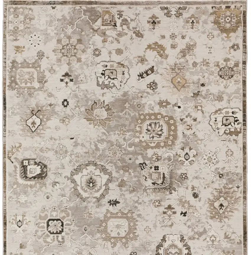 Gray Oriental Area Rug With Fringe Photo 2