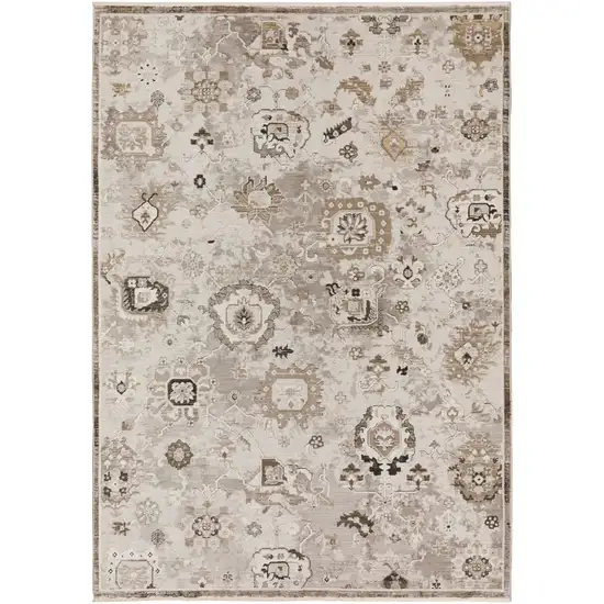 Gray Oriental Area Rug With Fringe Photo 1