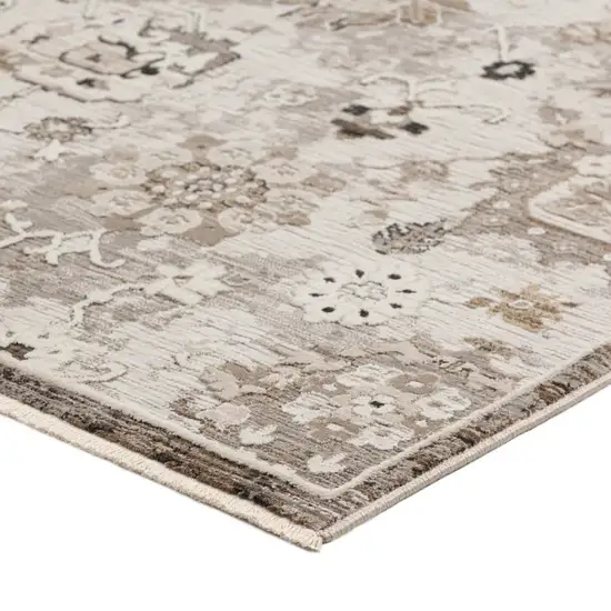 Gray Oriental Area Rug With Fringe Photo 4
