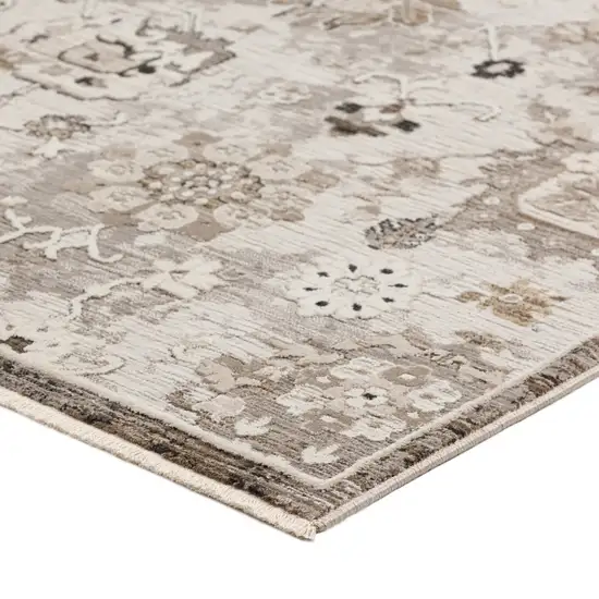 Gray Oriental Area Rug With Fringe Photo 6