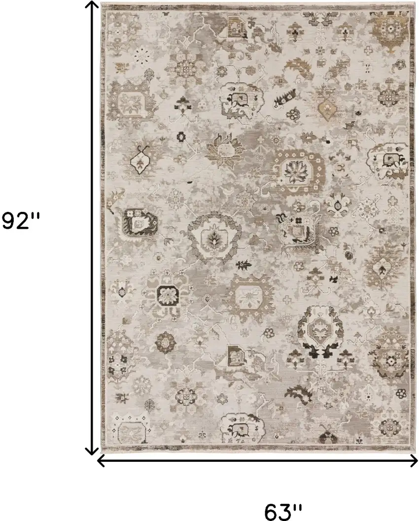 Gray Oriental Area Rug With Fringe Photo 6