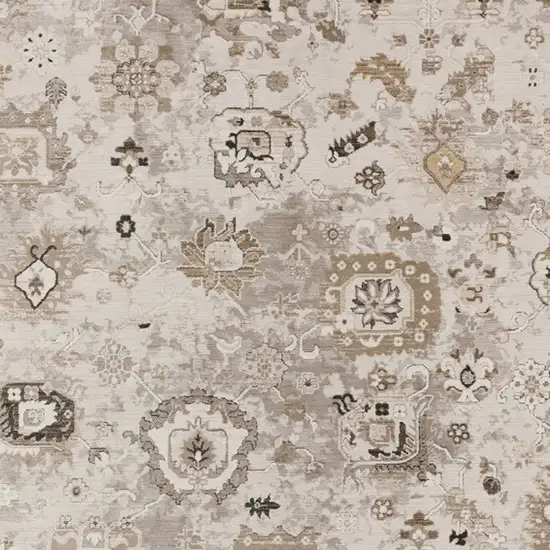 Gray Oriental Area Rug With Fringe Photo 5