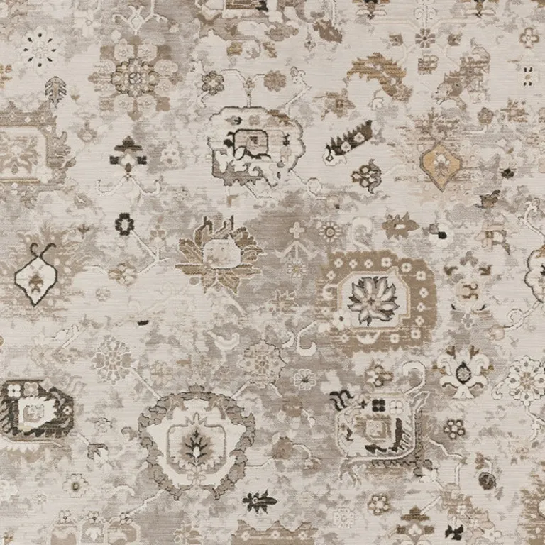 Gray Oriental Area Rug With Fringe Photo 3