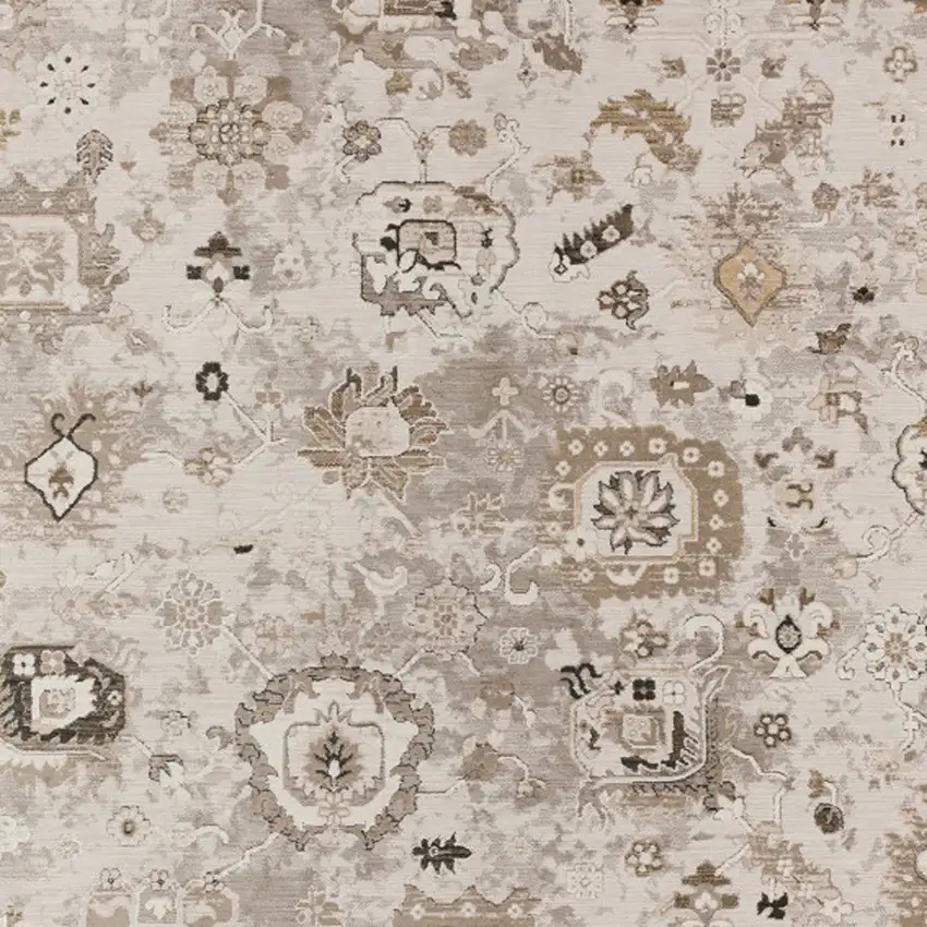 Gray Oriental Area Rug With Fringe Photo 5