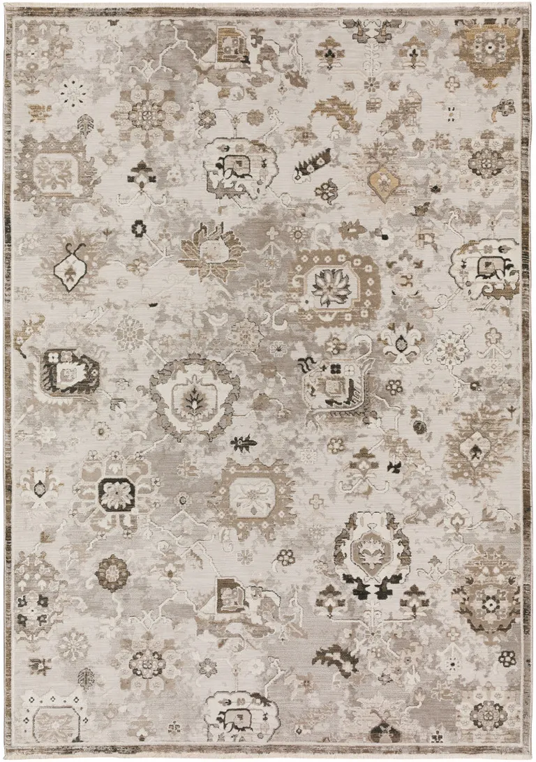 Gray Oriental Area Rug With Fringe Photo 5