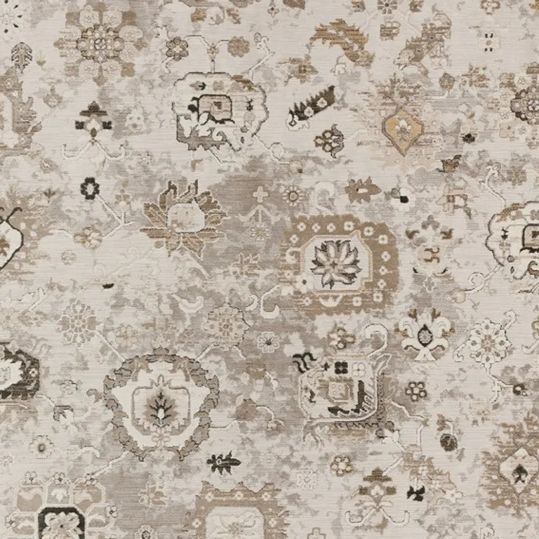 Gray Oriental Area Rug With Fringe Photo 3