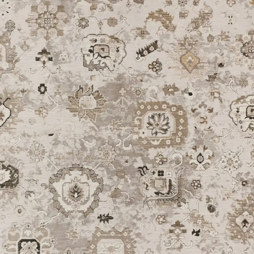 Gray Oriental Area Rug With Fringe Photo 5