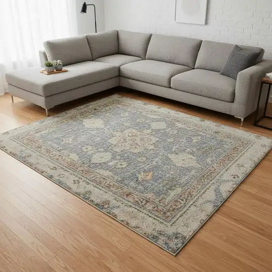 Gray Oriental Distressed Area Rug Photo 1