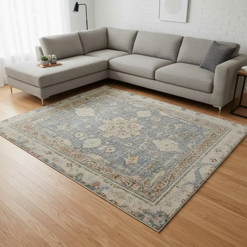 Gray Oriental Distressed Area Rug Photo 1