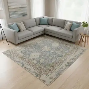 Photo of Gray Oriental Distressed Area Rug