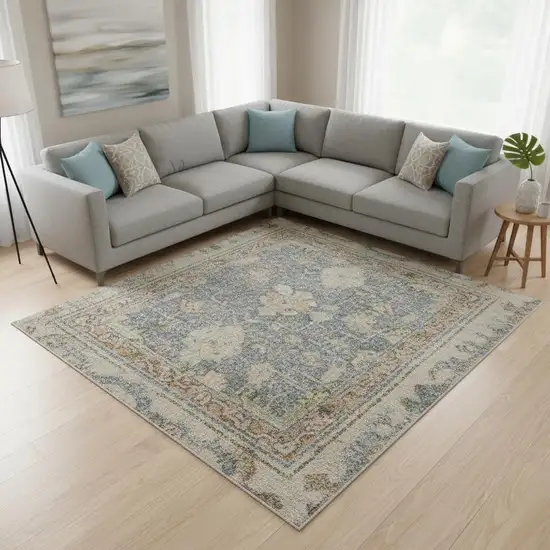 Gray Oriental Distressed Area Rug Photo 1