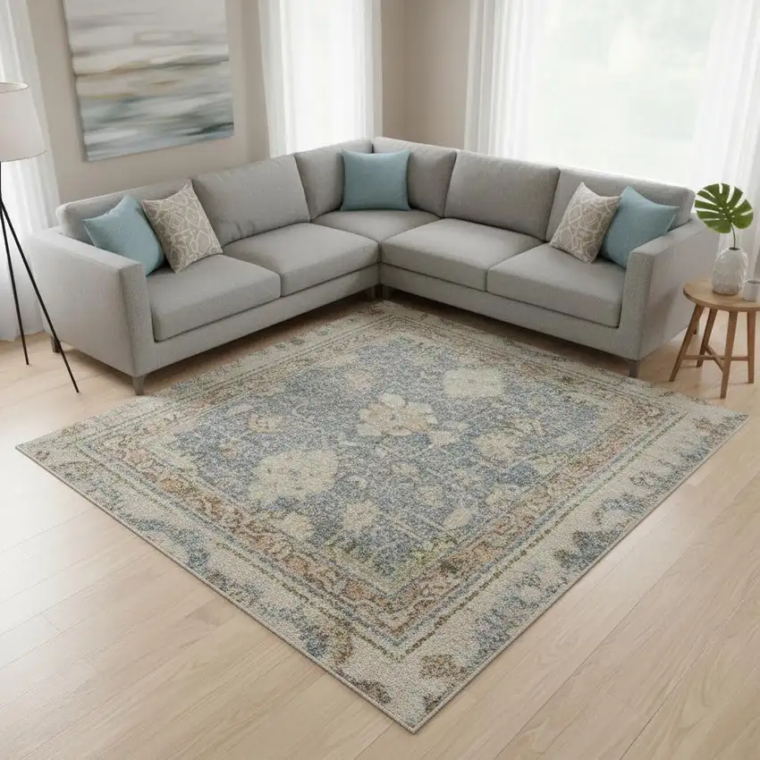 Gray Oriental Distressed Area Rug Photo 1