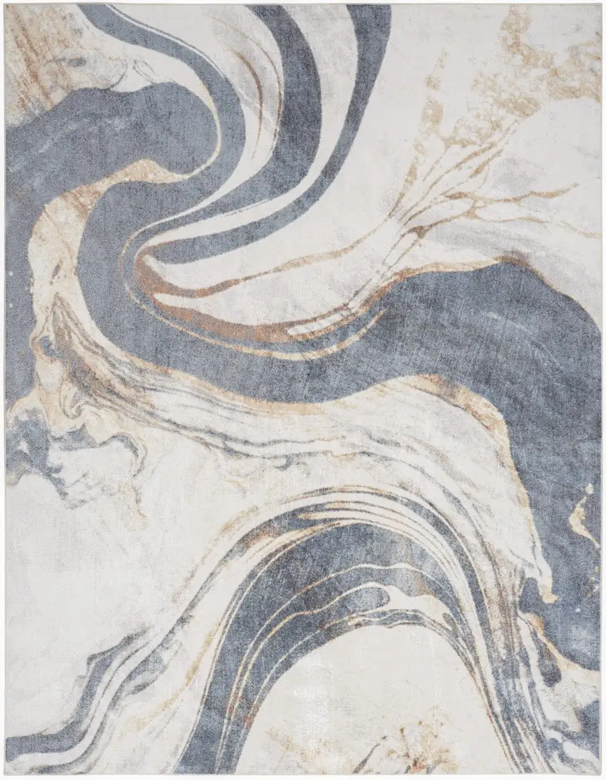 Gray Oriental Power Loom Area Rug Photo 1
