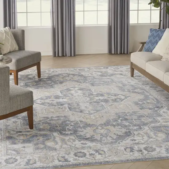Gray Oriental Power Loom Area Rug Photo 4