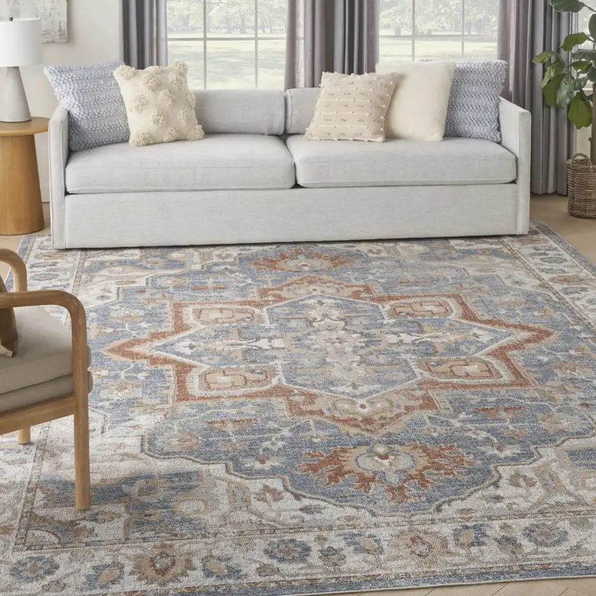 Gray Oriental Power Loom Area Rug Photo 4