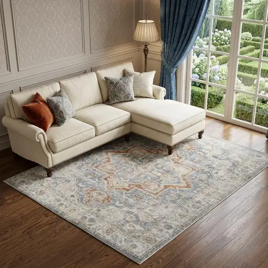 Gray Oriental Power Loom Area Rug Photo 1