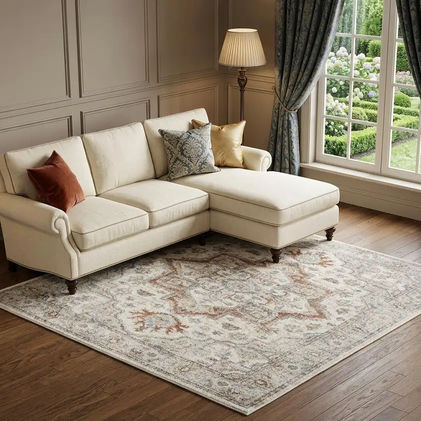 Gray Oriental Power Loom Area Rug Photo 1