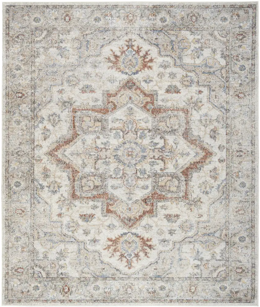 Gray Oriental Power Loom Area Rug Photo 1