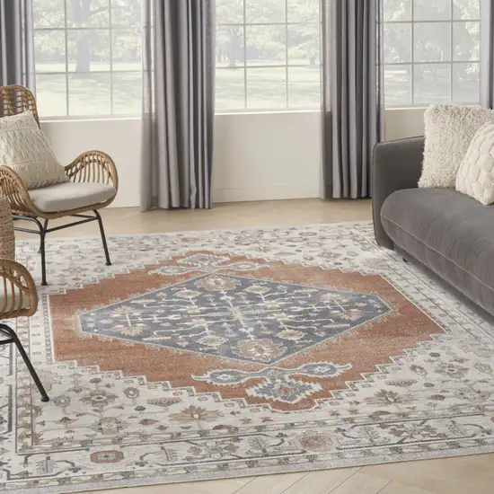 Gray Oriental Power Loom Distressed Area Rug Photo 4